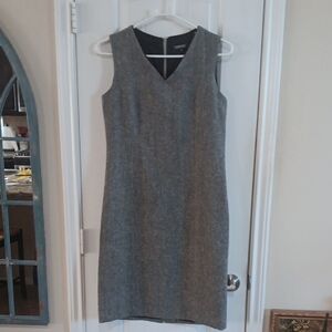 Harold's Elegant Gray Tweed V-Neck Sleeveless Midi Dress Y2K Vtg